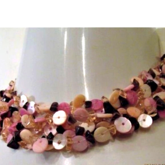 Clusters of chip Amethyst multi color   Layered Statement Choker Necklace - Picture 1 of 5